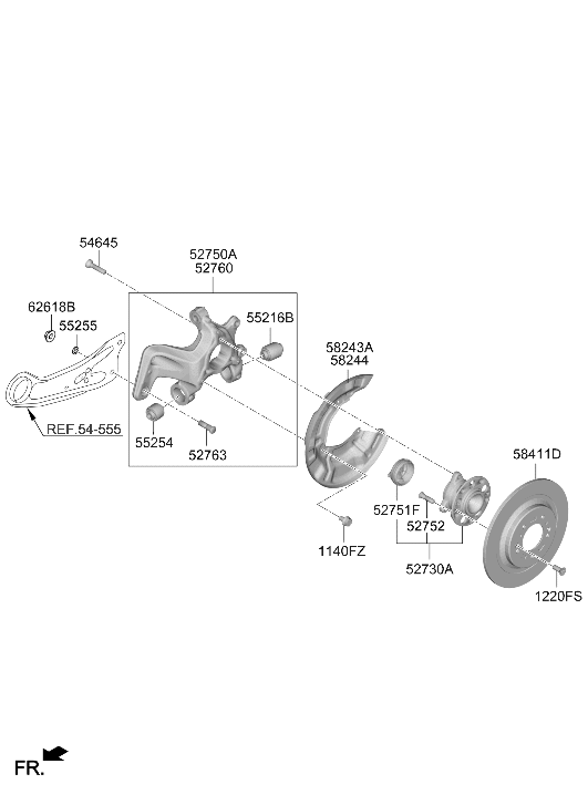 Hyundai 52730-AO000 HUB & BEARING ASSY-RR 52730-AO000 Hyundai HUB & BEARING ASSY-RR