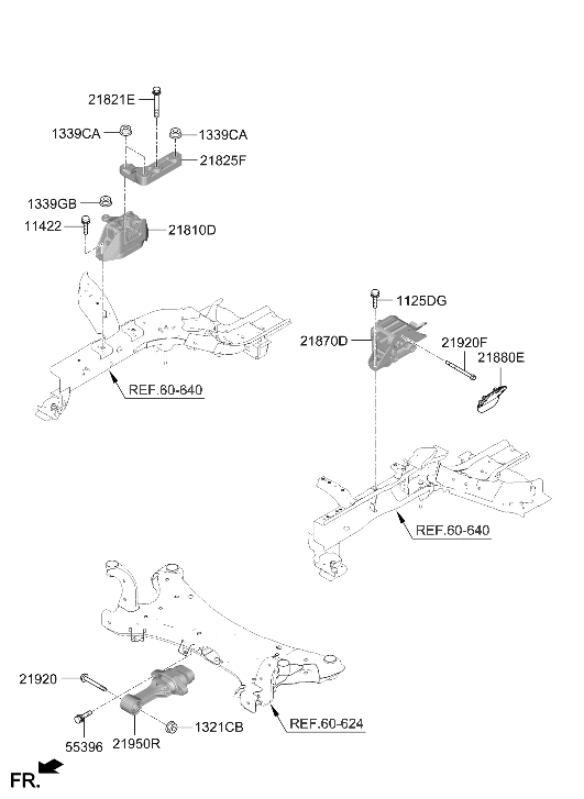 Hyundai 21950-AO000 BRACKET ASSY-ROLL ROD 21950-AO000 Hyundai BRACKET ASSY-ROLL ROD