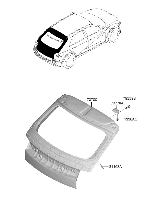 72800-PI000 Hyundai PANEL ASSY-TAIL GATE