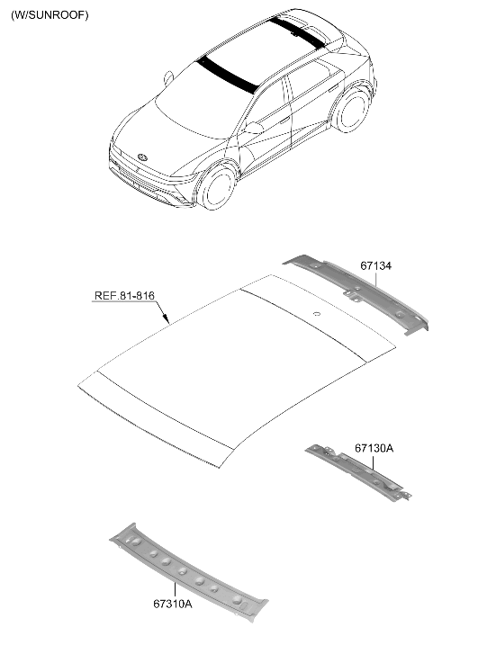 67136-PI050 Hyundai RAIL-ROOF RR UPR