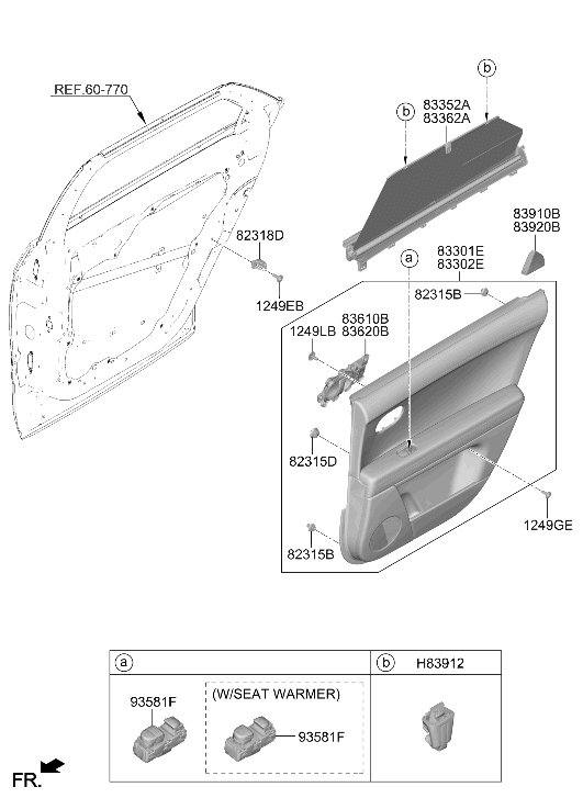 Hyundai 83610-GI000-MEE HANDLE ASSY-REAR DOOR INSIDE,L 83610-GI000-MEE Hyundai HANDLE ASSY-REAR DOOR INSIDE,L