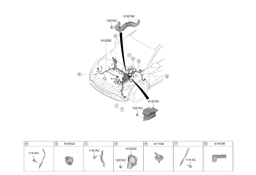 91200-PI030 Hyundai Wiring Assembly Front