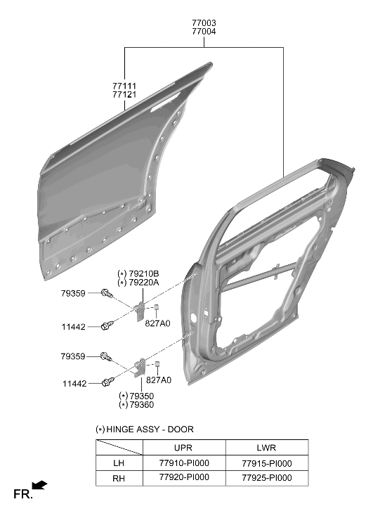 Hyundai 77925-PI000 HINGE ASSY-REAR DOOR LOWER,RH 77925-PI000 Hyundai HINGE ASSY-REAR DOOR LOWER,RH