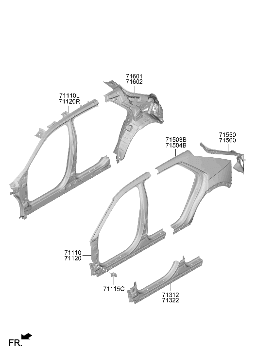 71120-PIA00 Hyundai PANEL ASSY-PILLAR OUTER,RH