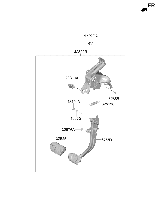 Hyundai 32800-PI100 PEDAL ASSY-BRAKE 32800-PI100 Hyundai PEDAL ASSY-BRAKE
