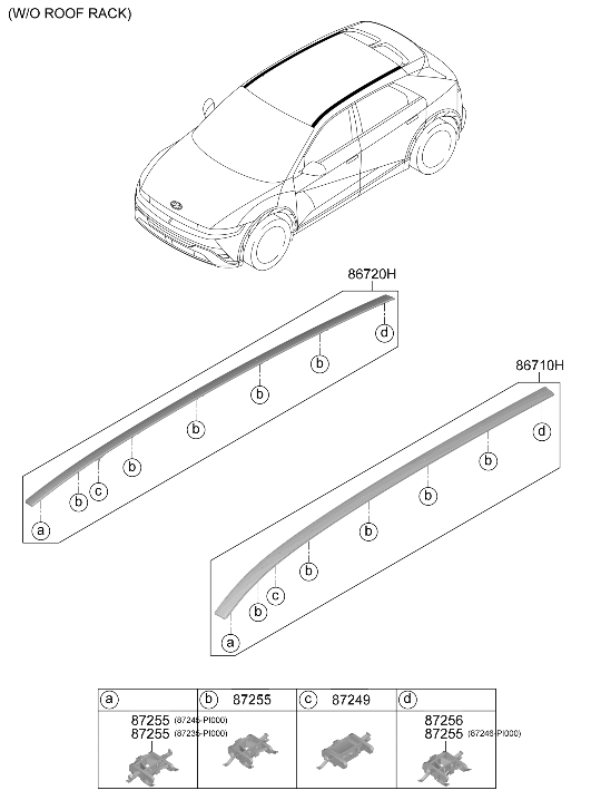 87251-PI000 Hyundai Roof Garnish MTG Clip