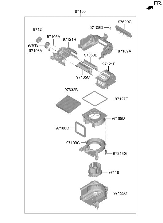 97115-PI000 Hyundai CASE-BLOWER,LWR