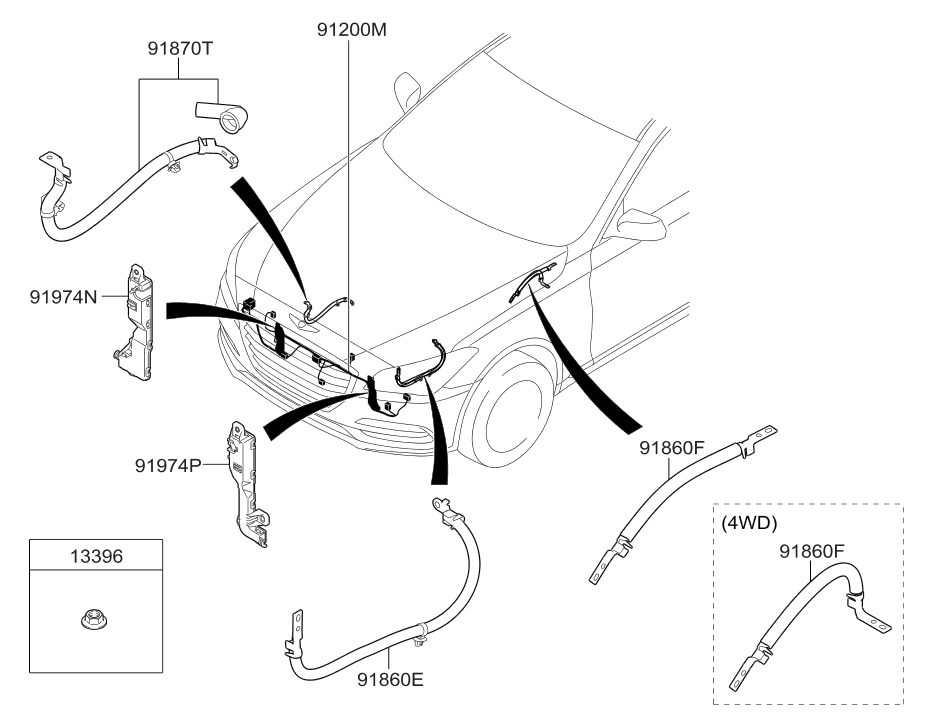 91815-B1250 Hyundai Wiring Assembly Fem