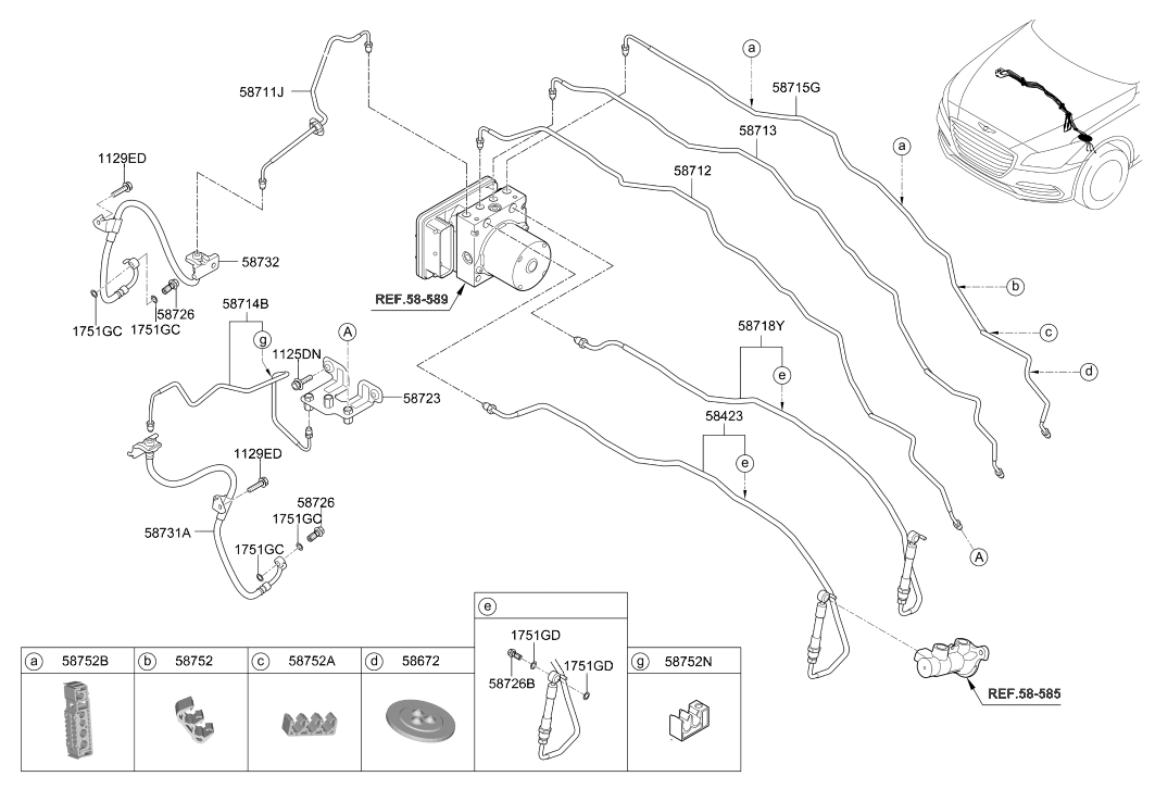 58722-B1010 Hyundai Tube-Master Cylinder To Hydraulic Unit