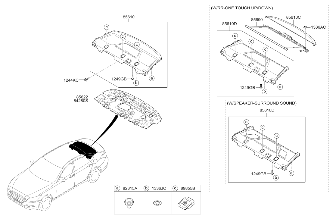 Hyundai 85620-B1000-SG2 Trim Assembly-Package Tray Front 85620-B1000-SG2 Hyundai Trim Assembly-Package Tray Front