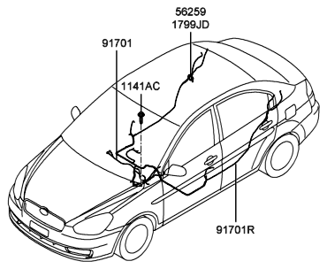 Hyundai 91700-1E081 Air Bag Wiring Assembly 91700-1E081 Hyundai Air Bag Wiring Assembly