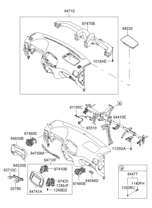 Hyundai 97410-1E200-WK Center Air Ventilator Duct Assembly Left Hand 97410-1E200-WK Hyundai Center Air Ventilator Duct Assembly Left Hand