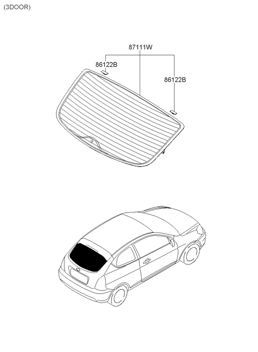 Hyundai 87110-1E211 Rear Window Glass Assembly 87110-1E211 Hyundai Rear Window Glass Assembly
