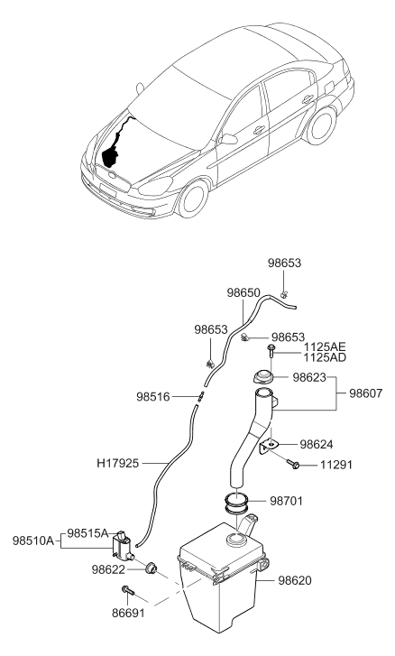 Hyundai 98624-1E001 Bracket-Reservoir Mounting 98624-1E001 Hyundai Bracket-Reservoir Mounting