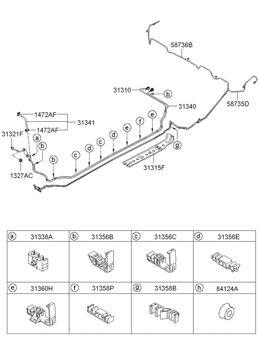 Hyundai 31349-1G001 Tube-Fuel Vapor,Front 31349-1G001 Hyundai Tube-Fuel Vapor,Front