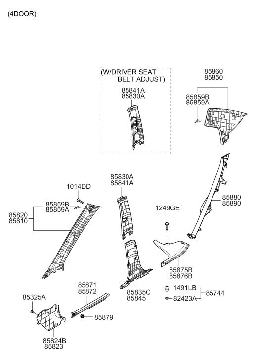 Hyundai 85828-1E001-OR Cover-Blanking Rear Pillar RH 85828-1E001-OR Hyundai Cover-Blanking Rear Pillar RH