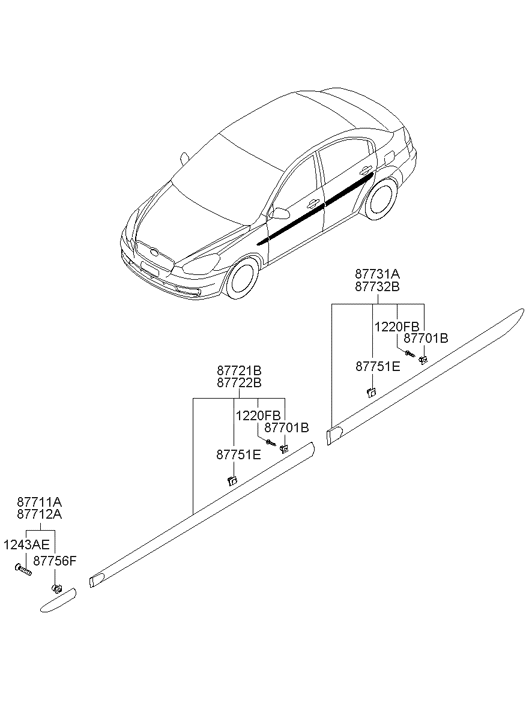Hyundai 87711-1E012-CA Fender Waist Line Moulding Assembly Left Hand 87711-1E012-CA Hyundai Fender Waist Line Moulding Assembly Left Hand