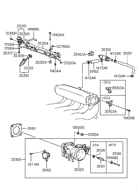 Hyundai 35103-23001 Bracket Kit-Accelerator Cable 35103-23001 Hyundai Bracket Kit-Accelerator Cable