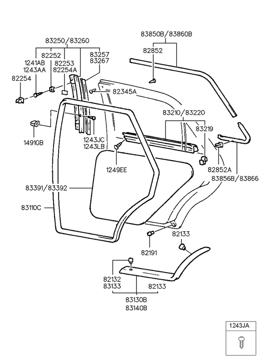 83850-29010 Hyundai Moulding Assembly-Rear Door Frame,LH