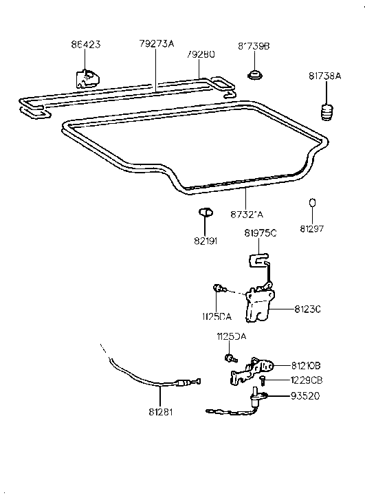 Hyundai 79283-29000 Trunk Lid Hinge Torsion Bar Right Hand 79283-29000 Hyundai Trunk Lid Hinge Torsion Bar Right Hand