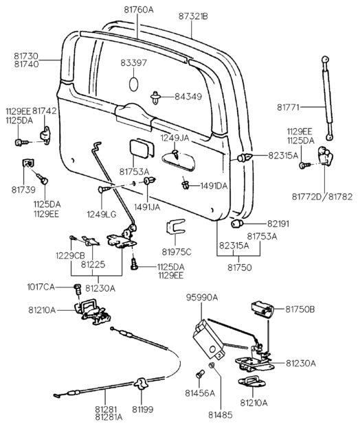 81225-29200 Hyundai Switch Assembly-TAILGATE Room Lamp