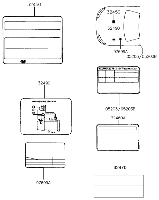 05203-29000 Hyundai Tire Pressure Label