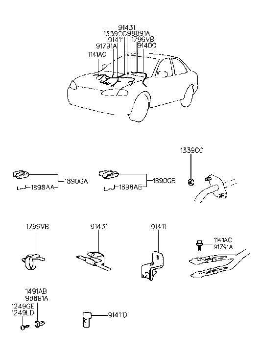 Hyundai 91431-22000 Clip-Wiring Holder 91431-22000 Hyundai Clip-Wiring Holder