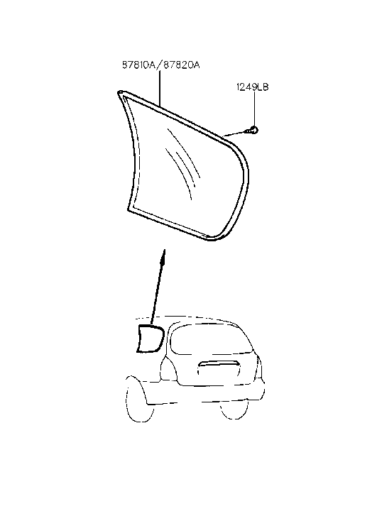 87810-29610 Hyundai Glass Assembly-Quarter Fixed,LH