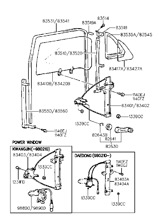 Hyundai 83540-29000 Run Assembly-Rear Door Window Glass RH 83540-29000 Hyundai Run Assembly-Rear Door Window Glass RH