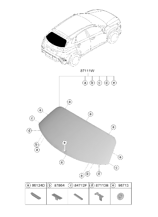 Hyundai 87110-I3200 GLASS ASSY-TAIL GATE 87110-I3200 Hyundai GLASS ASSY-TAIL GATE