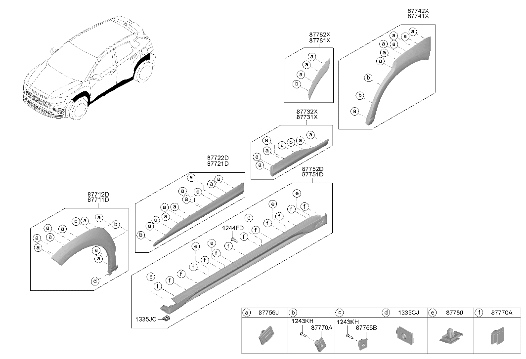 Hyundai 87751-I3000 Side Sill Moulding Assembly Left Hand 87751-I3000 Hyundai Side Sill Moulding Assembly Left Hand