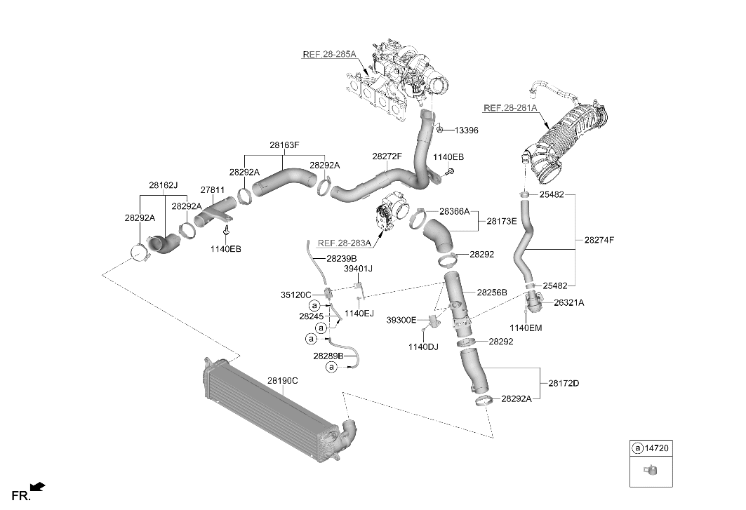 Hyundai 28239-2GTE0 HOSE ASSY-RCV, C 28239-2GTE0 Hyundai HOSE ASSY-RCV, C