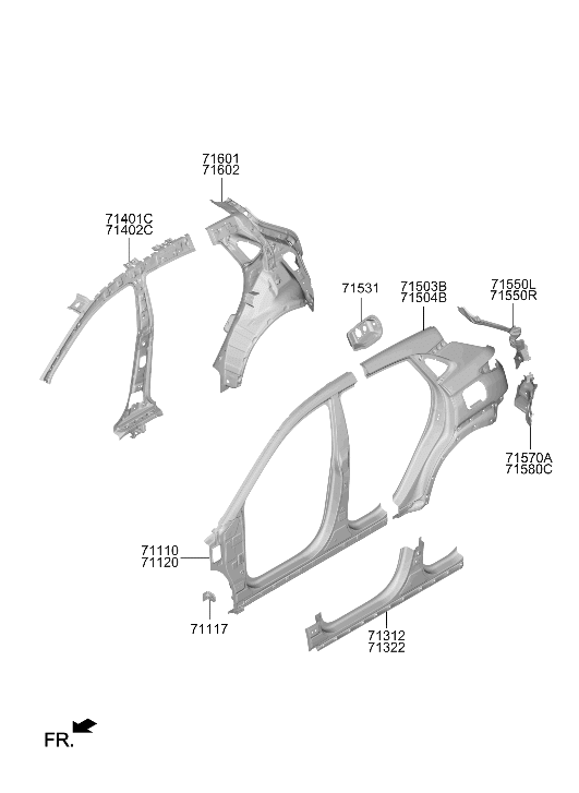 71601-I3000 Hyundai Panel Assembly-Quarter Inner Left Hand
