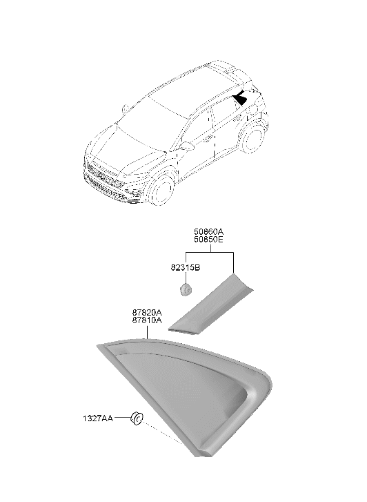 Hyundai 87850-I3000 GARNISH ASSY-C.PILLAR,LH 87850-I3000 Hyundai GARNISH ASSY-C.PILLAR,LH