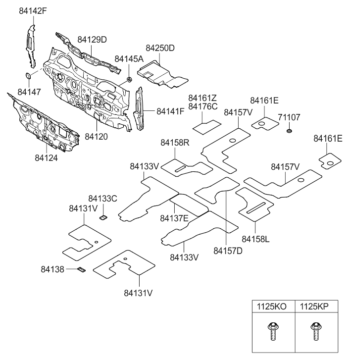 Hyundai 84161-2P000 Pad-Antivibration Rear Floor,Front 84161-2P000 Hyundai Pad-Antivibration Rear Floor,Front