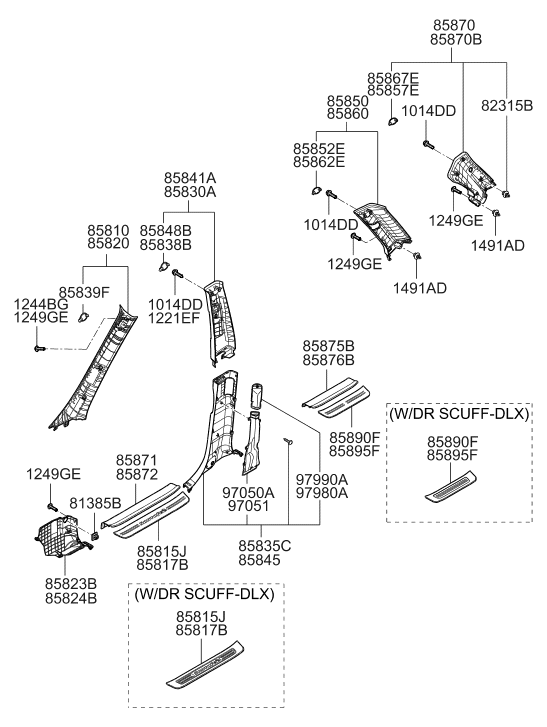 Hyundai 85848-2B010-SH Cover-Center Pillar Upper S.R.S,RH 85848-2B010-SH Hyundai Cover-Center Pillar Upper S.R.S,RH