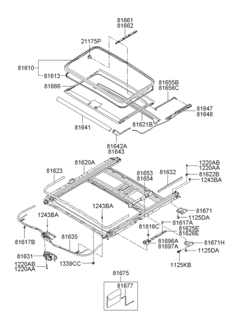 2006 Hyundai Santa Fe Guide Assembly-Sunroof Rear,RH Diagram for 81648-3E001