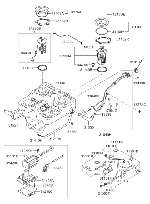 2006 Hyundai Santa Fe Fuel Tank Band Assembly Left Hand Diagram for 31210-2B360