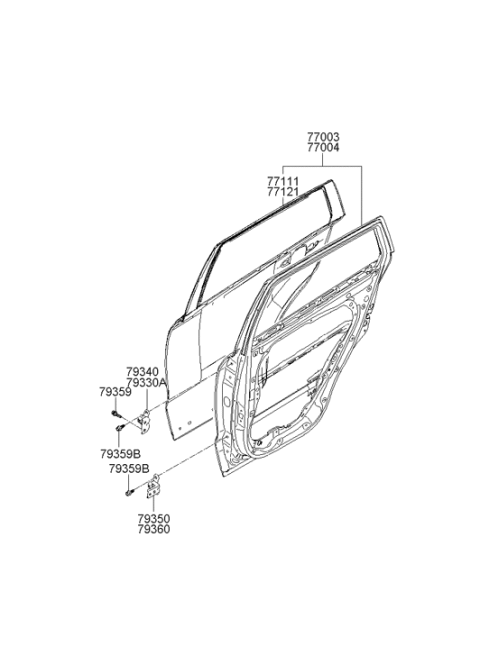 2006 Hyundai Santa Fe Rear Door Outer Panel Left Hand Diagram for 77111-2B030