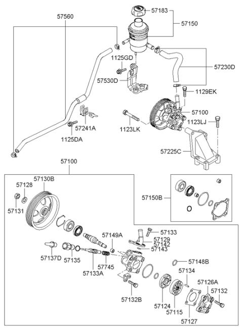 2006 Hyundai Santa Fe Suction Pipe Diagram for 57142-3B700