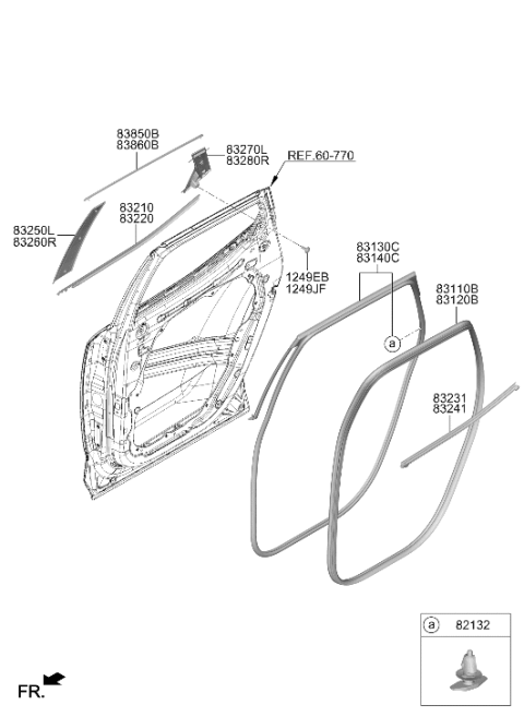 2022 Hyundai Santa Cruz W/STRIP ASSY-RR DR SIDE LH Diagram for 83130-K5700