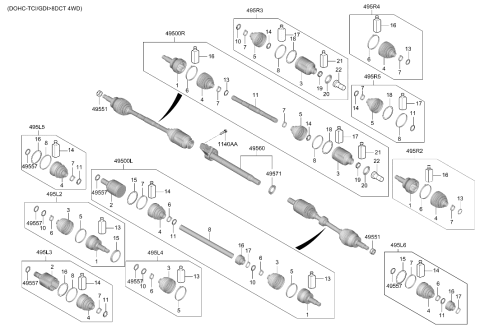 2023 Hyundai Santa Cruz Diff Side Boot Kit Left Hand Diagram for 495L5-P2000