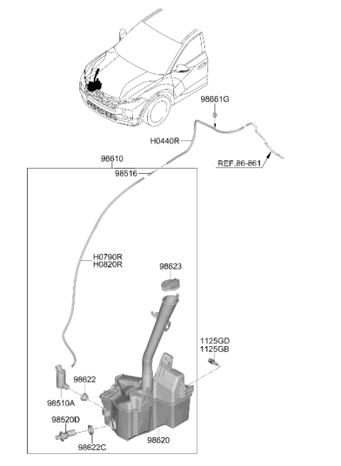 2024 Hyundai Santa Cruz RESERVOIR ASSY-W/SHLD WASHER Diagram for 98611-K5100