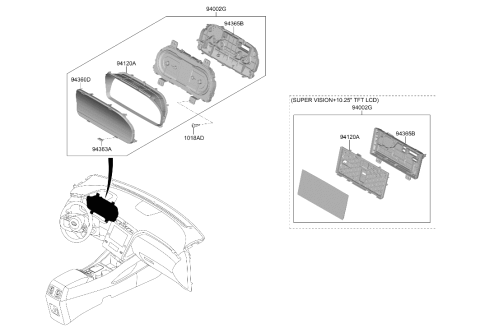 2024 Hyundai Santa Cruz Instrument Cluster Assembly Diagram for 94013-K5040