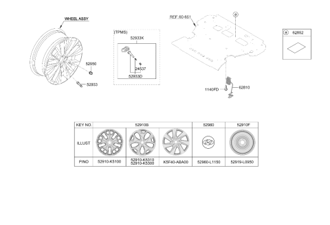 2022 Hyundai Santa Cruz Wheel Assembly-Temporary Diagram for 52919-L0950