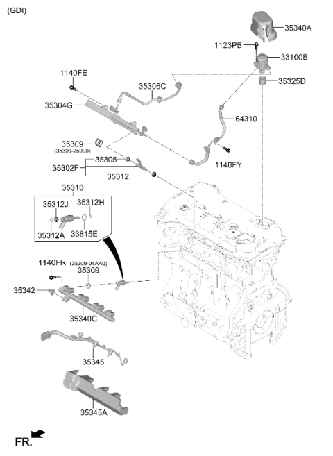 2024 Hyundai Santa Cruz Throttle Body & Injector Diagram 2