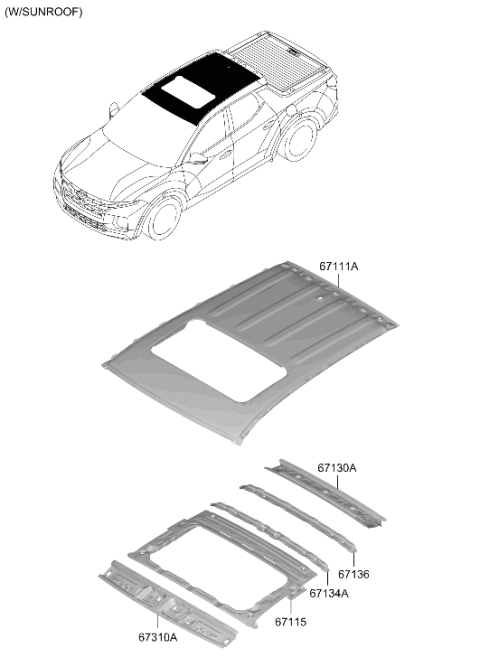 2024 Hyundai Santa Cruz Roof Panel Diagram 2