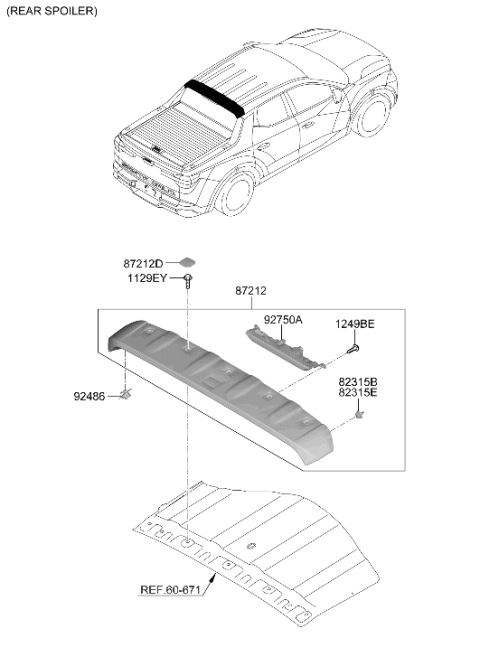 2024 Hyundai Santa Cruz Roof Garnish & Rear Spoiler Diagram 3