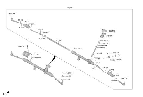 2024 Hyundai Santa Cruz GEAR ASSY-STEERING Diagram for 56500-K5000