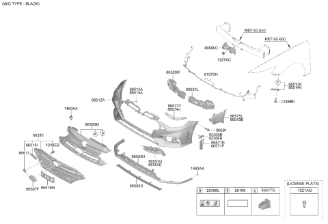 2023 Hyundai Sonata Front Bumper Diagram 2